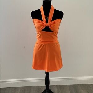 Orange Halter skirt set